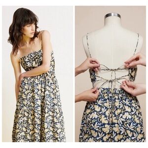 Acler Cranbrook Forest Print Midi Dress size 8 US 4 Cut Out Resort Open Back